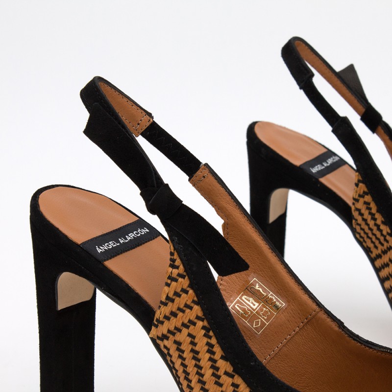 marrón y negro rafia MALI - Zapato de vestir de punta fina destalonado con tacón alto. Stiletto primavera verano 2020