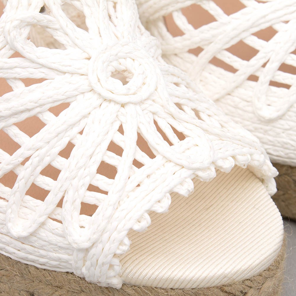 Wedding espadrilles. Esparto grass comfortable wedge. T-strap. Wedding shoes 2020. Angel Alarcon brand. Made in Spain.