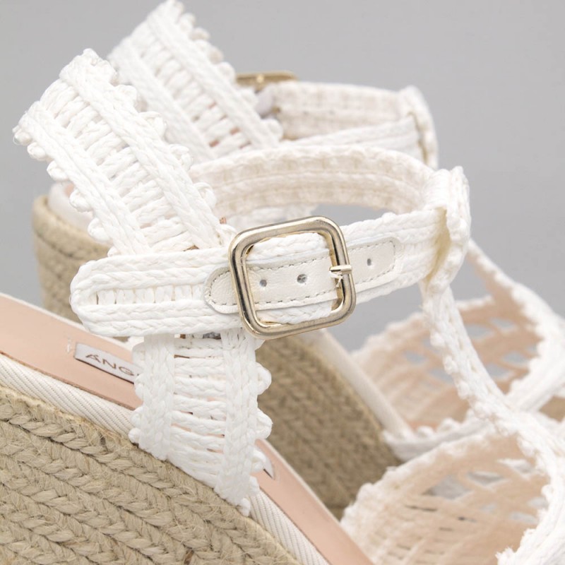 Wedding espadrilles. Esparto grass comfortable wedge. T-strap. Wedding shoes 2020. Angel Alarcon brand. Made in Spain.