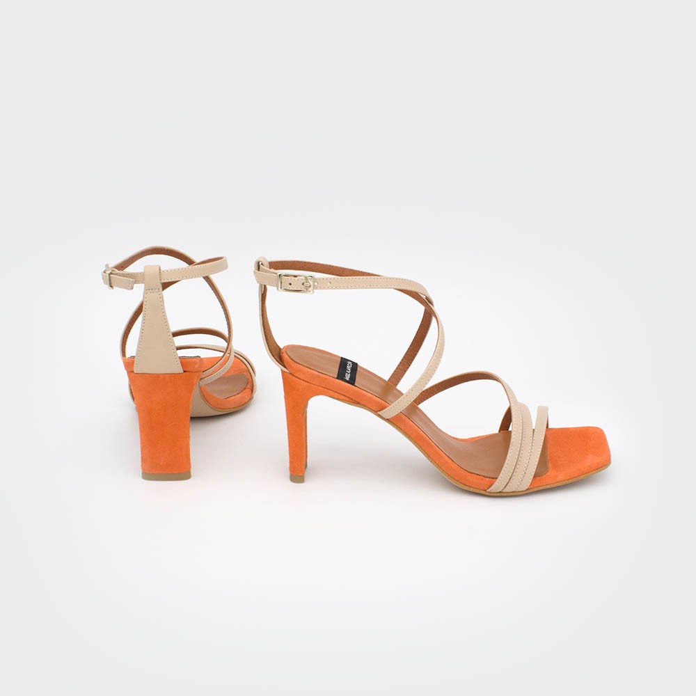 orange nude leather suede PHUKET - Block hell ankle strap strappy sandals Spring Summer women's shoes Angel Alarcon 2020
