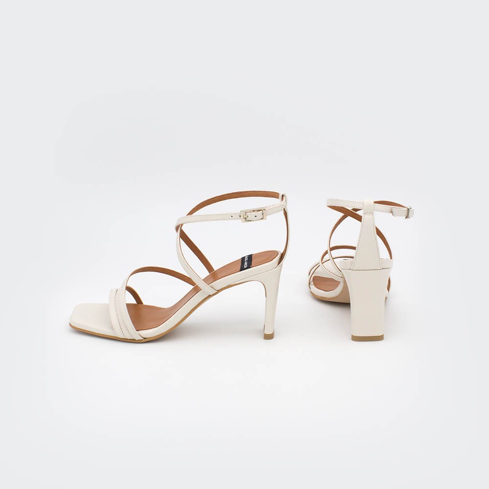 piel blanco roto natural PHUKET - Sandalia de vestir de tiras con tacón de diseño. Zapatos mujer primavera verano 2020