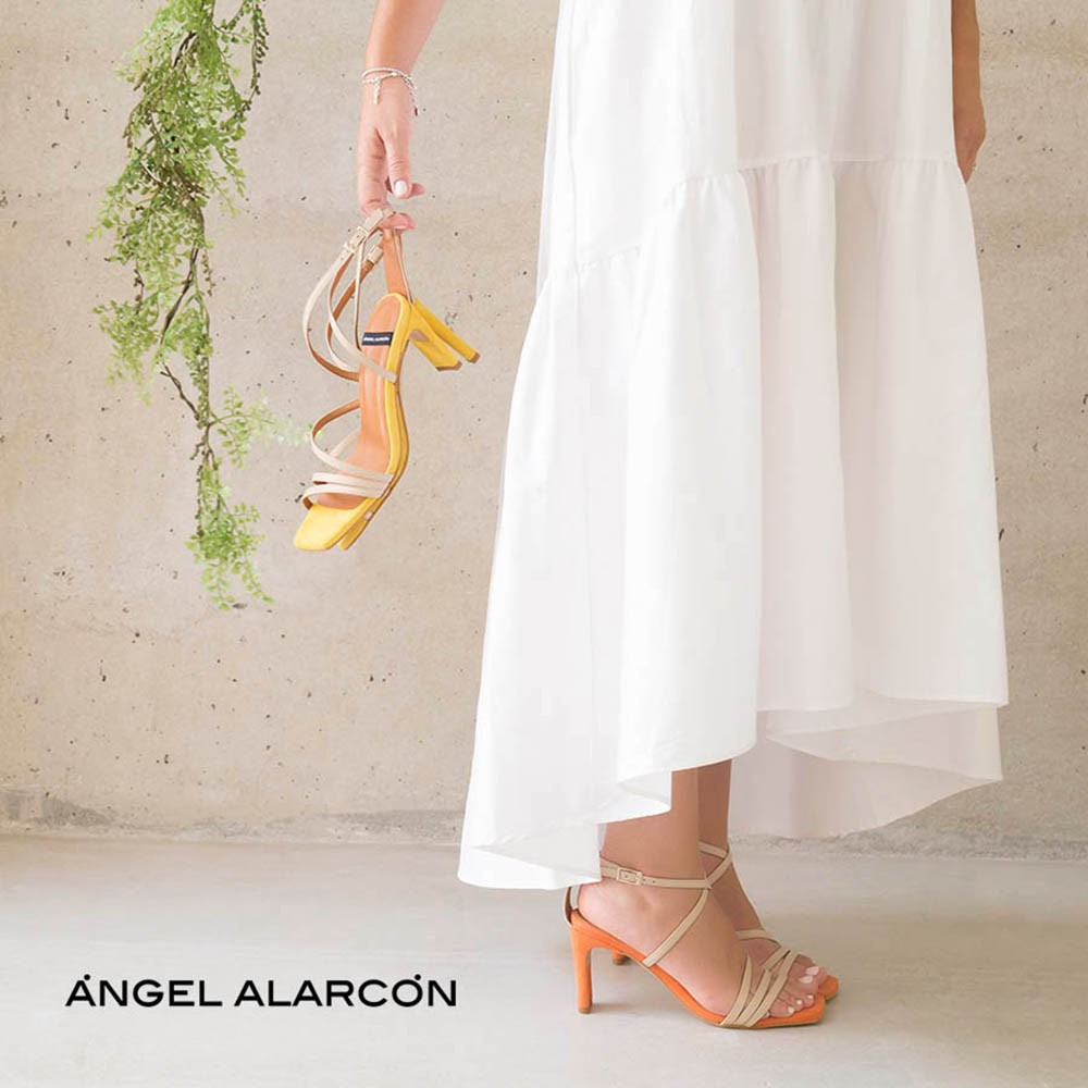 orange nude leather suede PHUKET - Block hell ankle strap strappy sandals Spring Summer women's shoes Angel Alarcon 2020