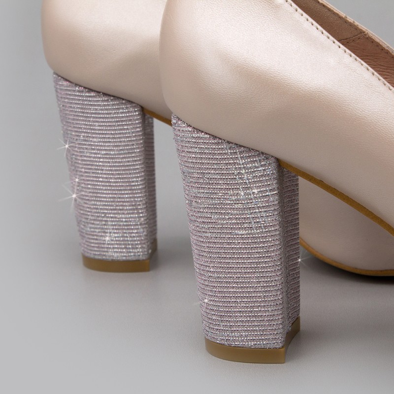 SIBYL - nude rosa palo Zapatos cerrados de piel cómodos de punta redonda y tacón ancho. Zapatos de novia boda 2020