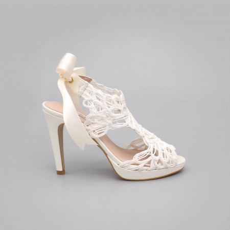 White Leather - LOVERS - Platforms High heels Sandals. Wedding and party women's shoes 2020. Made in Spain. Angel Alarcon.