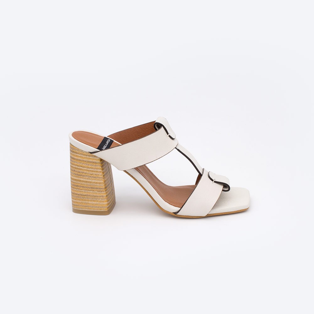 zapato mujer blanco SEDIR Sandalias de tipo mule con tacón alto y ancho de madera verano 2021 angel alarcon 20062-555E