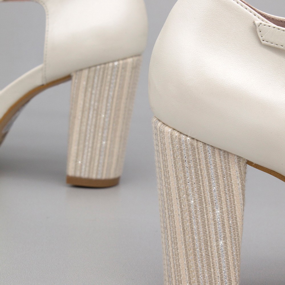 ALICE piel blanco plata plateado Zapatos cómodos de novia y fiesta con tacón ancho y plataforma  2020 Angel Alarcon mujer