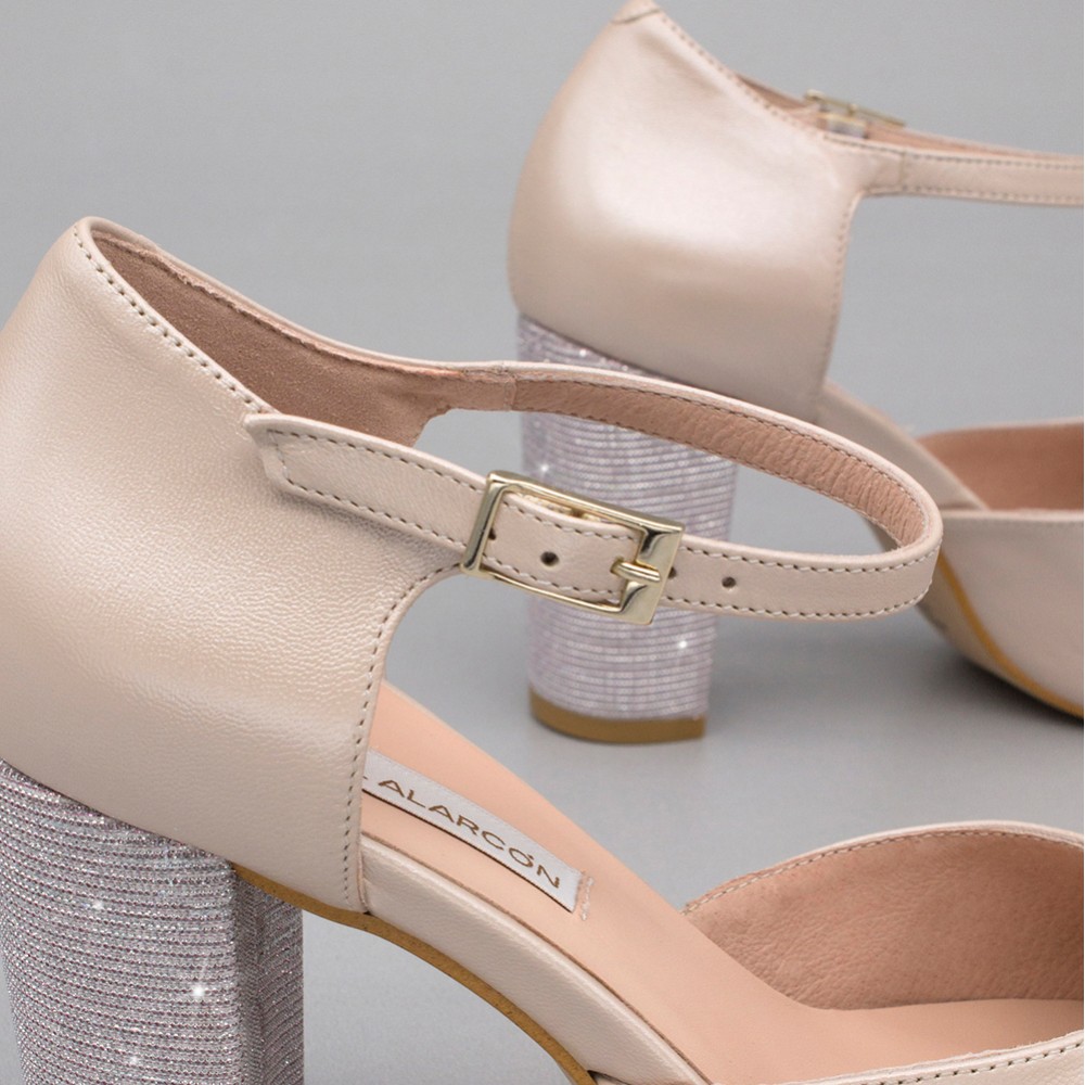 ALICE piel ivory nude rosa palo plata Zapatos cómodos de novia y fiesta con tacón ancho y plataforma  2020 Angel Alarcon mujer