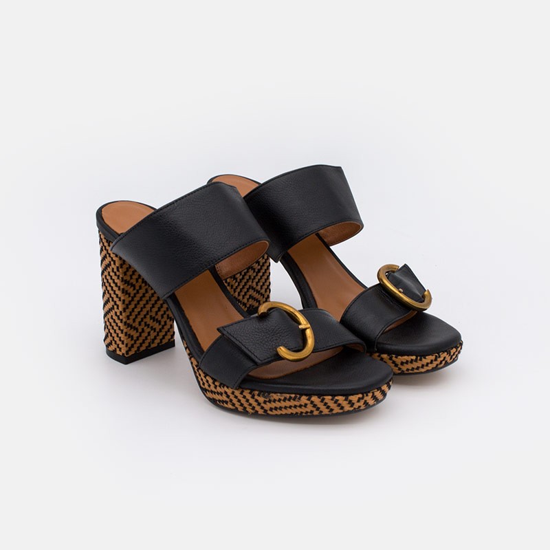 color negro IMRALI - Sandalia de piel con tacón ancho y plataforma. Zapatos mujer verano 2021 20067-750Q