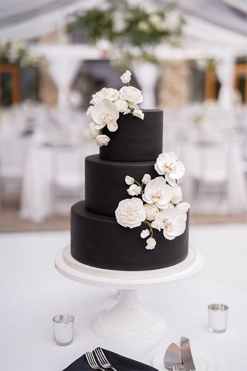 tarta de boda o pastel nupcial negra y blanca
