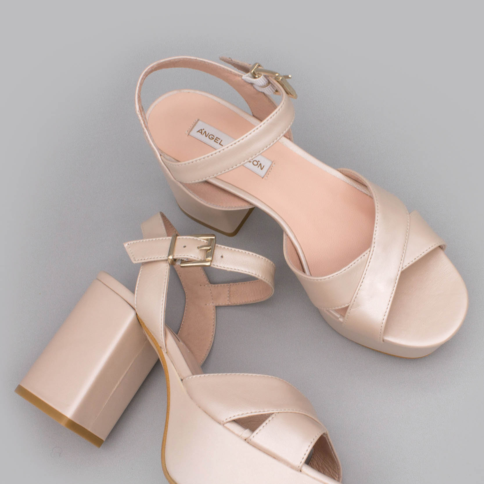 BERTA shoe color nude comfortable pink stick wide heel medium fat high platform party shoes and dress spring summer 20201