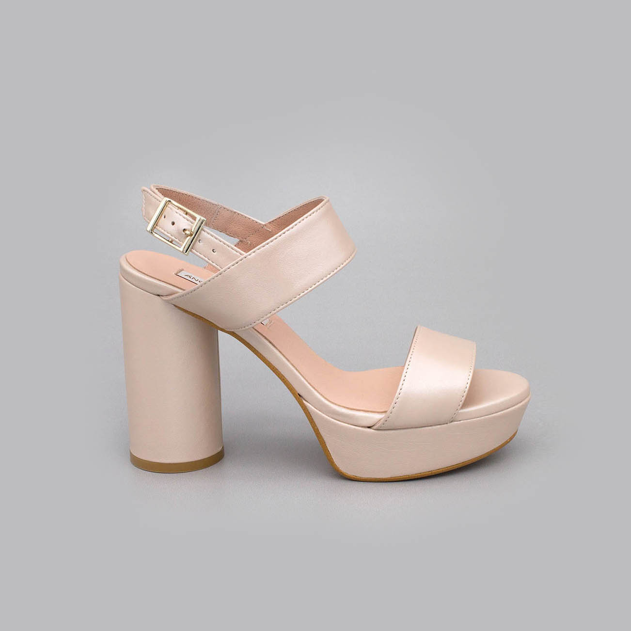 sandal leather Angel Alarcon bride spring summer 2020 2021 woman subject ankle round platform heel shoe color nude