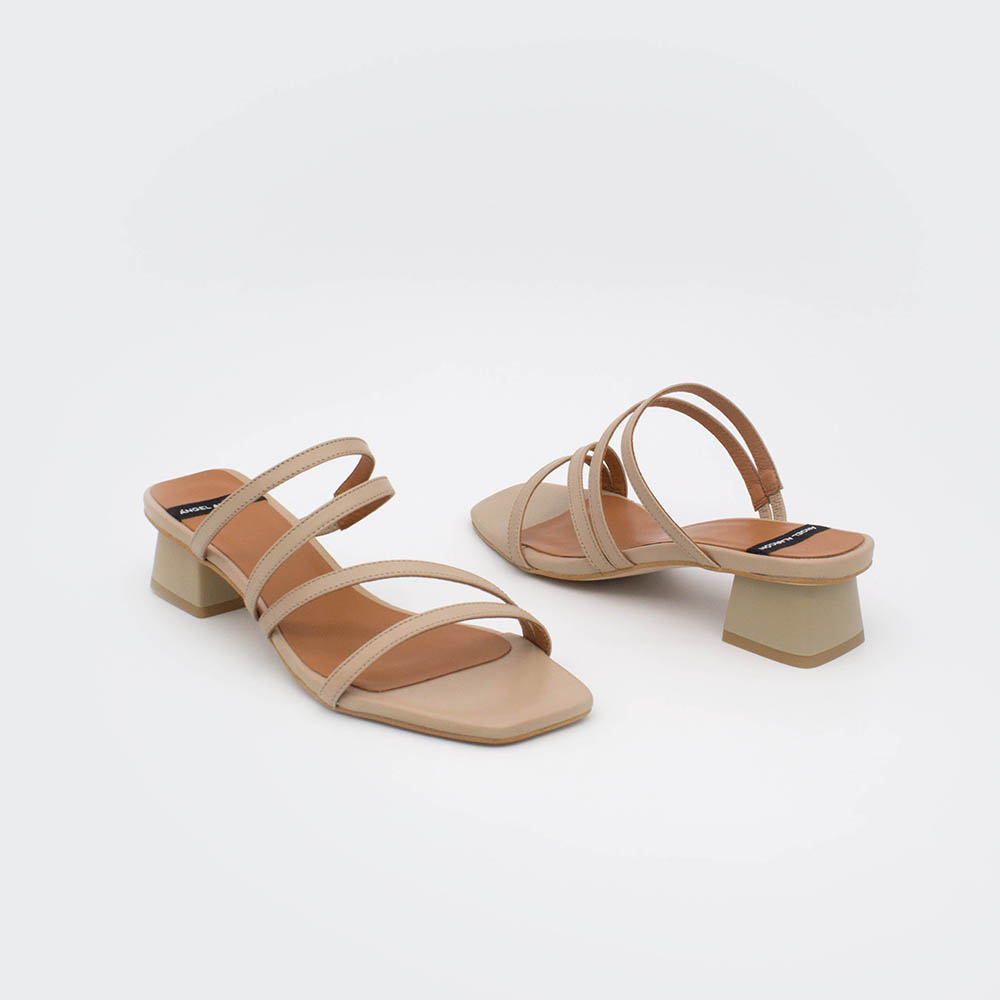 nude beig BARBOS - Women's wide heel leather strap sandal. Women's spring summer 2020 Angel Alarcon shoes