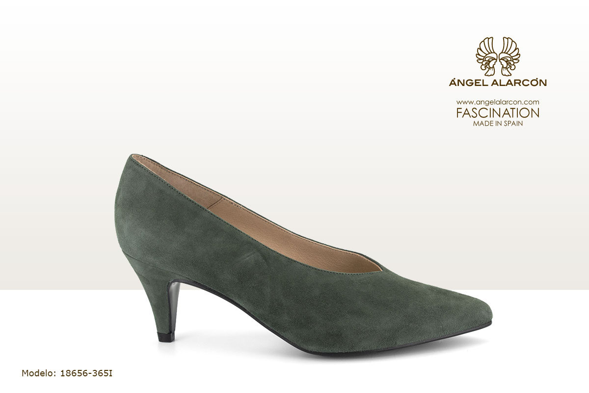 18656-365I zapatos invierno winter autumn shoes Angel Alarcon - salon tacon medio verde zapato cerrado