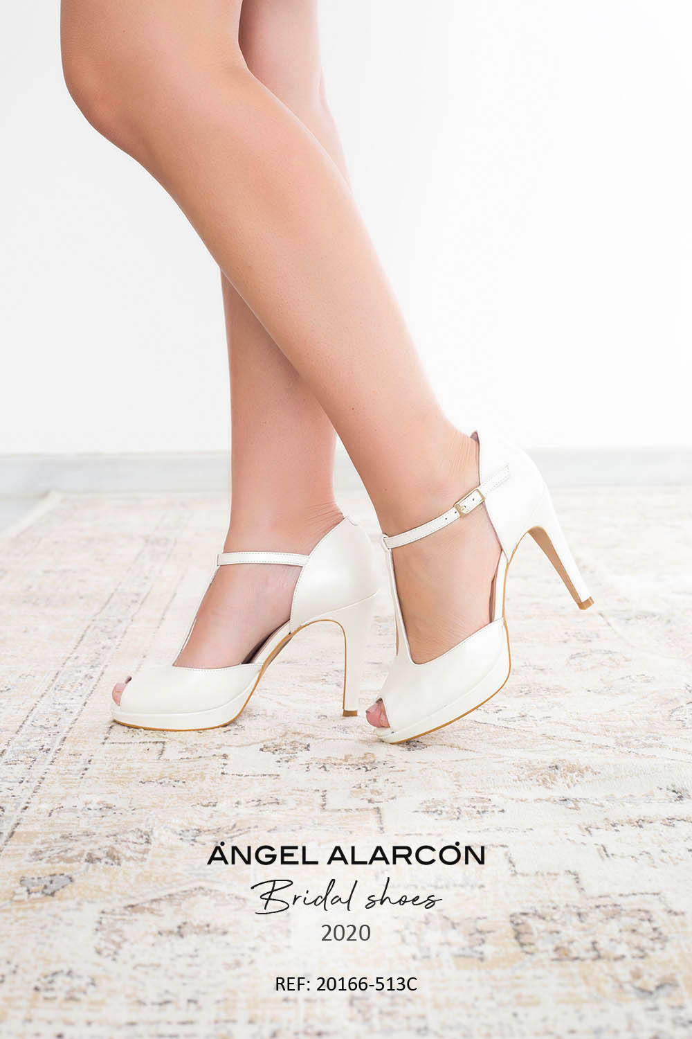 bridal shoes 2020 20166-513C WHITE B - Comfortable women's shoes for wedding of the brand Angel Alarcon