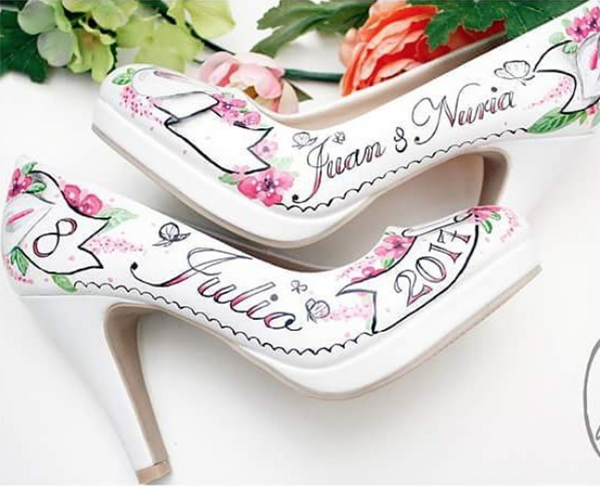 Zapatos de novia pintados a mano