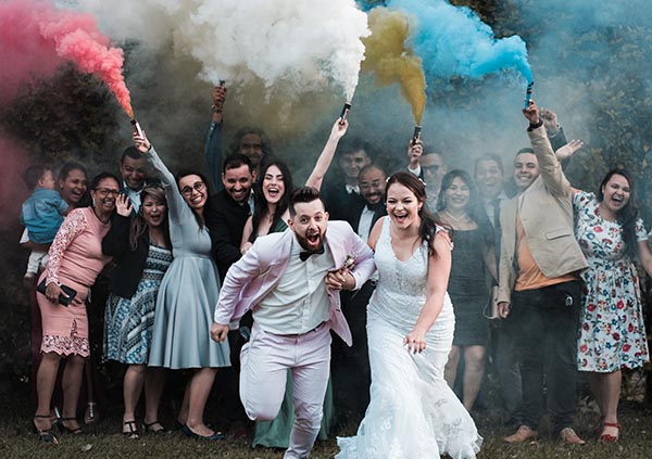 humo de colores para boda