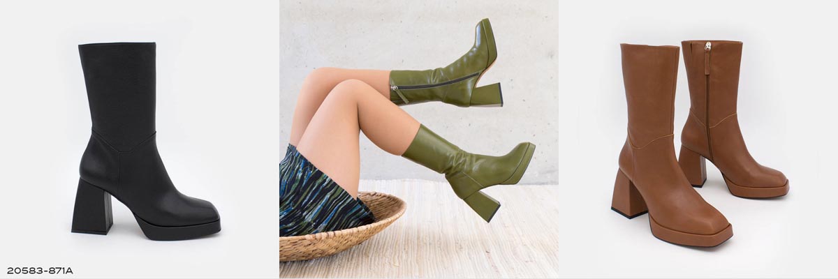 Zapatos Negros Botas Botines Calzado de Mujer Tacon Cuadrado Ancho 2020 